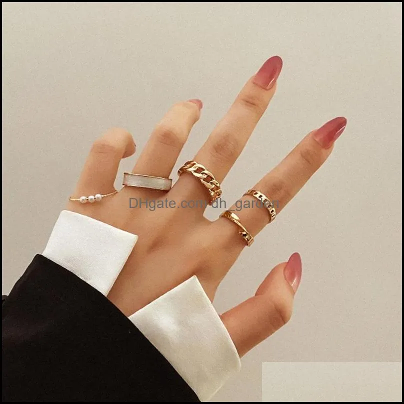 cluster rings modyle 5 pcs/set bohemian gold color hollow butterfly set vintage crystal geometric knuckle midi for women 2022cluster