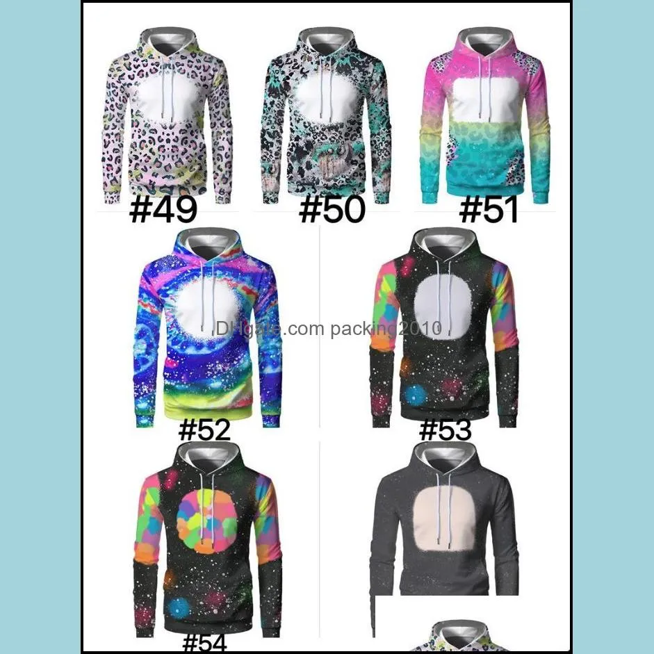 wholesale sublimation bleached hoodies party supplies heat transfer blank bleach shirt fully polyester us sizes for men women