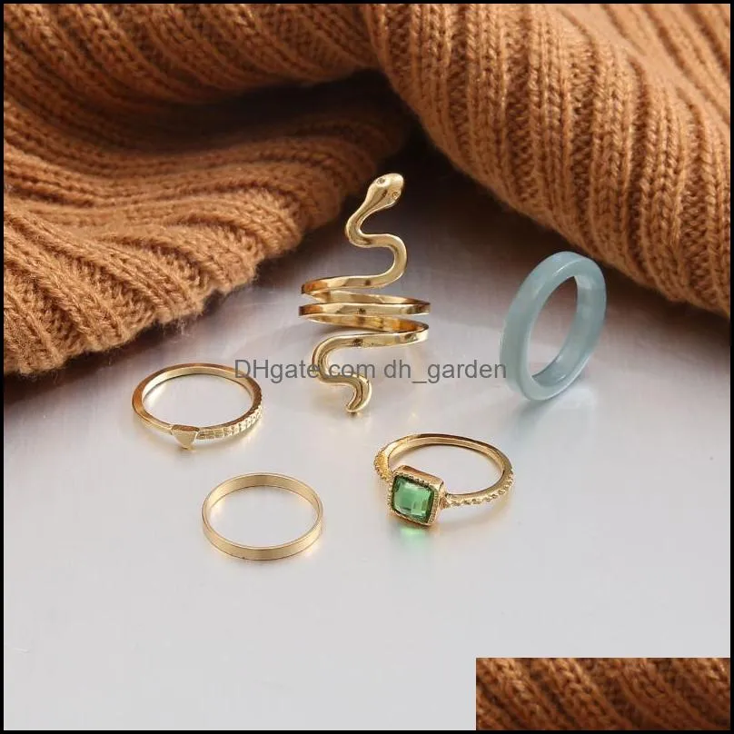 cluster rings cute gold color snake set for women trendy green crystal stone ring fashion bohemian jewelry giftscluster brit22