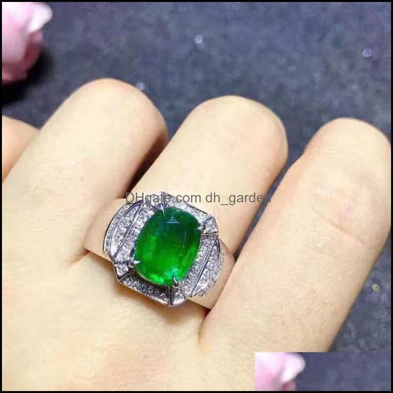 cluster rings 100 natural colombian emerald mens ring atmospheric fashion 6x8mm fine jewelry highend giftcluster brit22