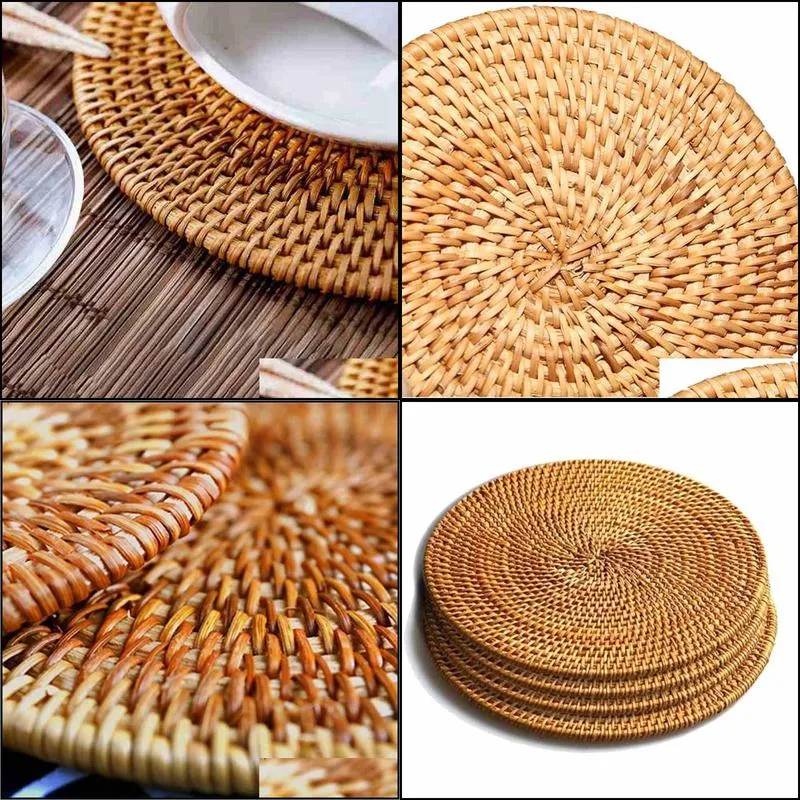 mats pads 4 pcs rattan trivets for dishesinsulated pads durable pot holder for table heat resistant mats for kitchen 220920