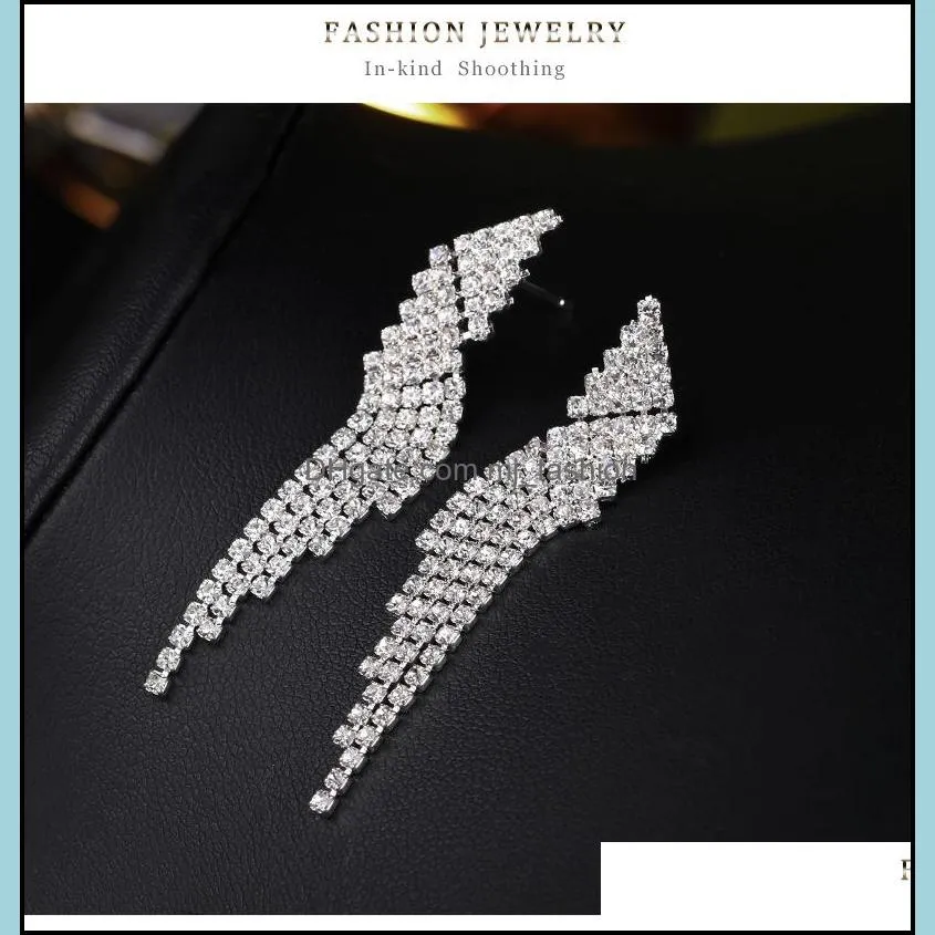 fashion bride long hanging earring crystal rhinestone tassel earrings for women wedding engagement jewelry accessories ba350