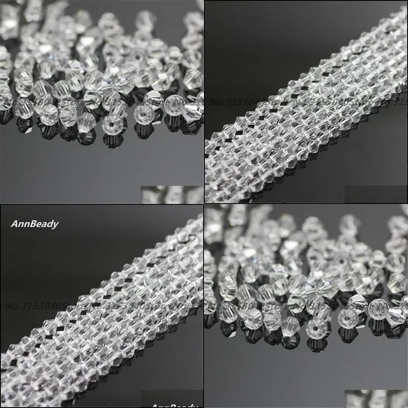 100pcs clear white color 4mm bicone crystal beads glass beads loose spacer beads diy jewelry