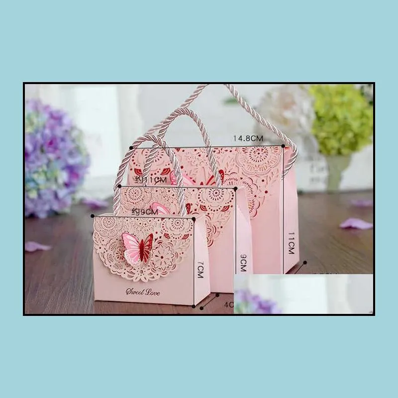 candy box bag chocolate paper gift package for birthday wedding party favor decor supplies diy baby shower handbag butterfly desig246f