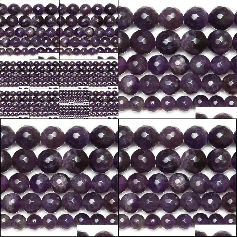 8mm natural stone faceted purple amethysts quartz loose beads 15 strand 4 6 8 10 mm for jewelry making natural stone bracelet