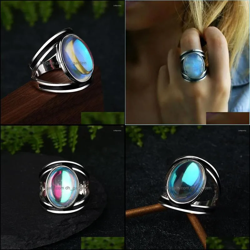 cluster rings luxury ring natural moonstone for women 925 sterling silver jewelry with big stones oval gemstones gifts wholesale