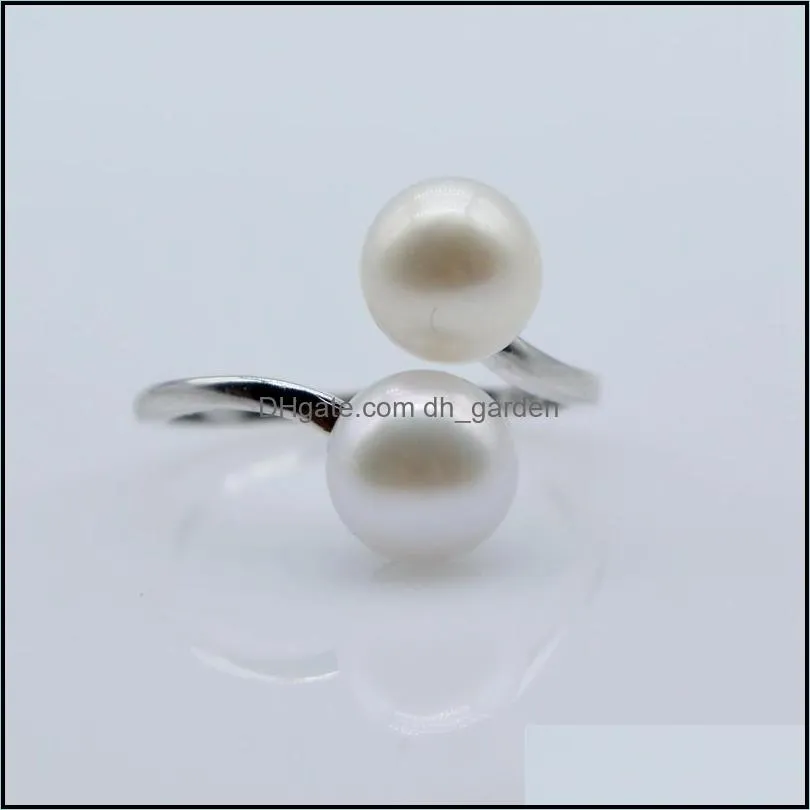 cluster rings ladies pearl ring natural freshwater 925 sterling silver adjustable size double gift choicecluster brit22