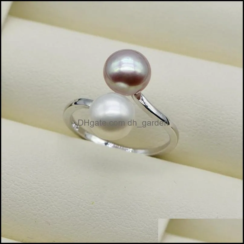 cluster rings ladies pearl ring natural freshwater 925 sterling silver adjustable size double gift choicecluster brit22