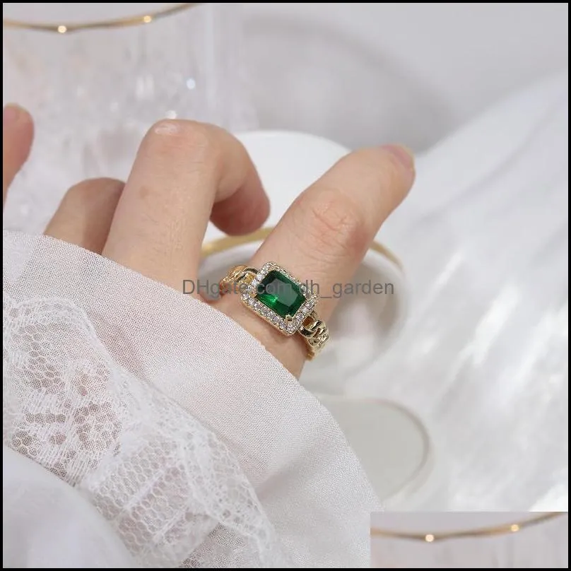 cluster rings design fashion jewelry exquisite copper inlaid square emerald zircon ring luxury womens prom party opening adjustable