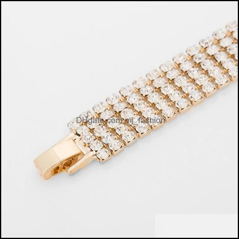 luxury wedding bracelets elegant fashion rhinestone women brief crystal multilayer link chain bangles jewelry