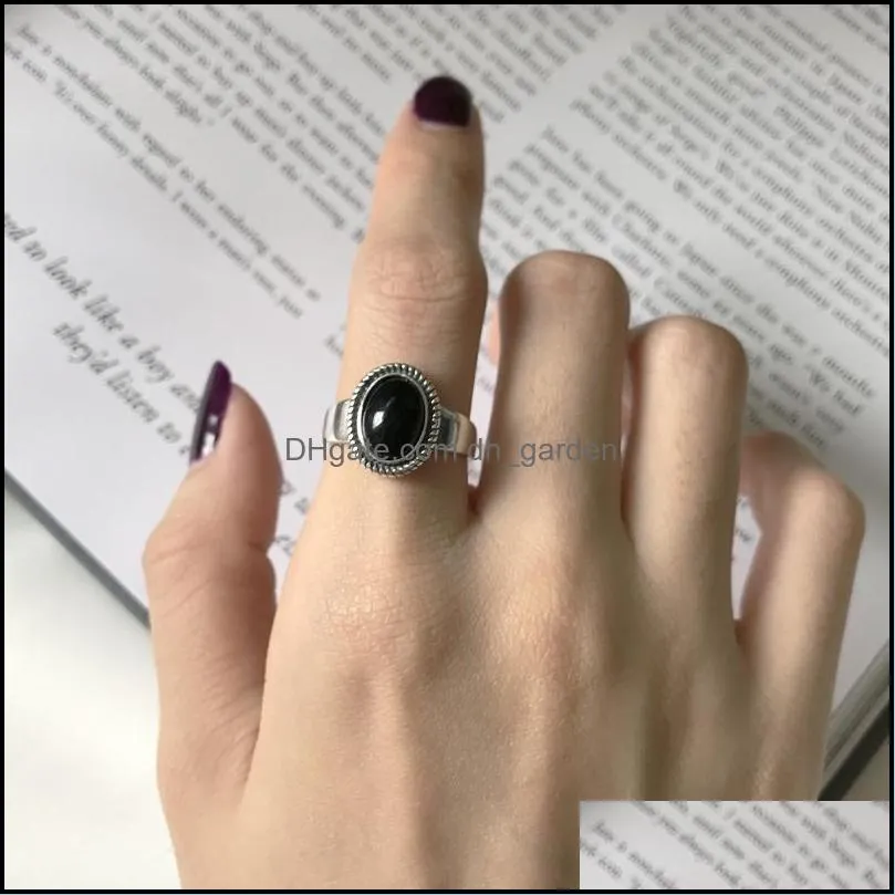 cluster rings shanice black onyx for women real 925 sterling silver fine jewelry open ring vintage 100 natural stone mothers