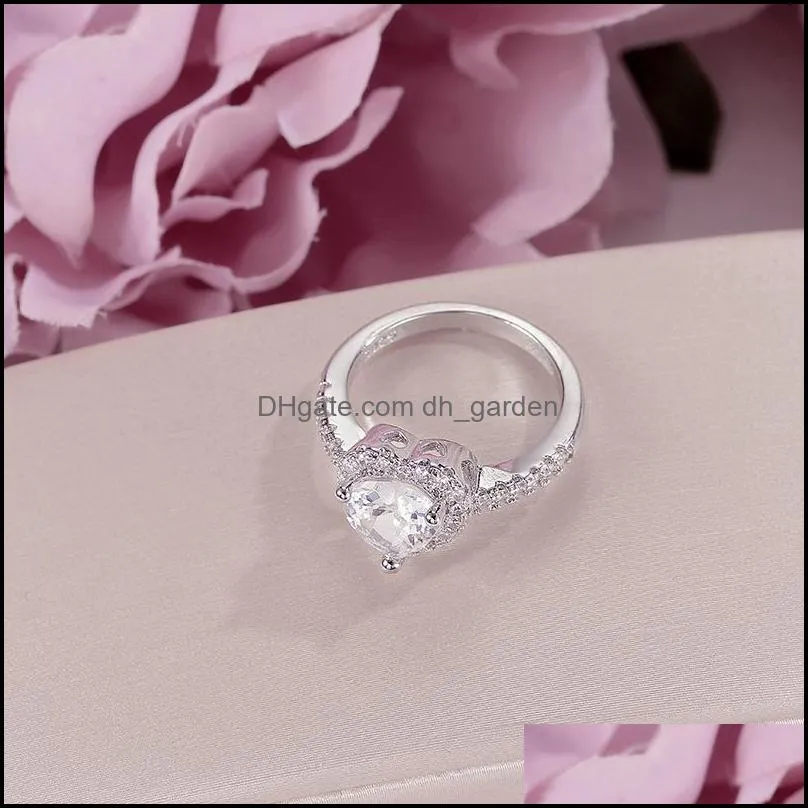 cluster rings silver for women fine jewelry cubic zirconia white heart ring bridal wedding engagement ringen accessories jewelencluster