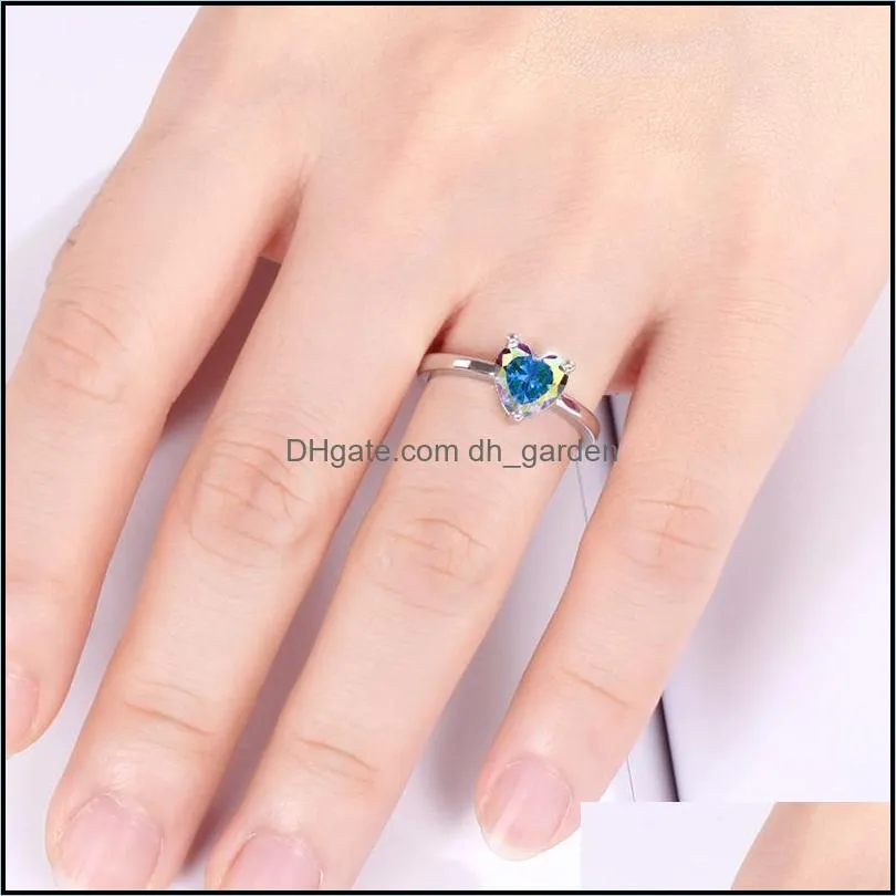 cluster rings cellacity fashion silver 925 jewelry charms for women heart shaped topaz colors gemstone female dating gift wholesalecluster