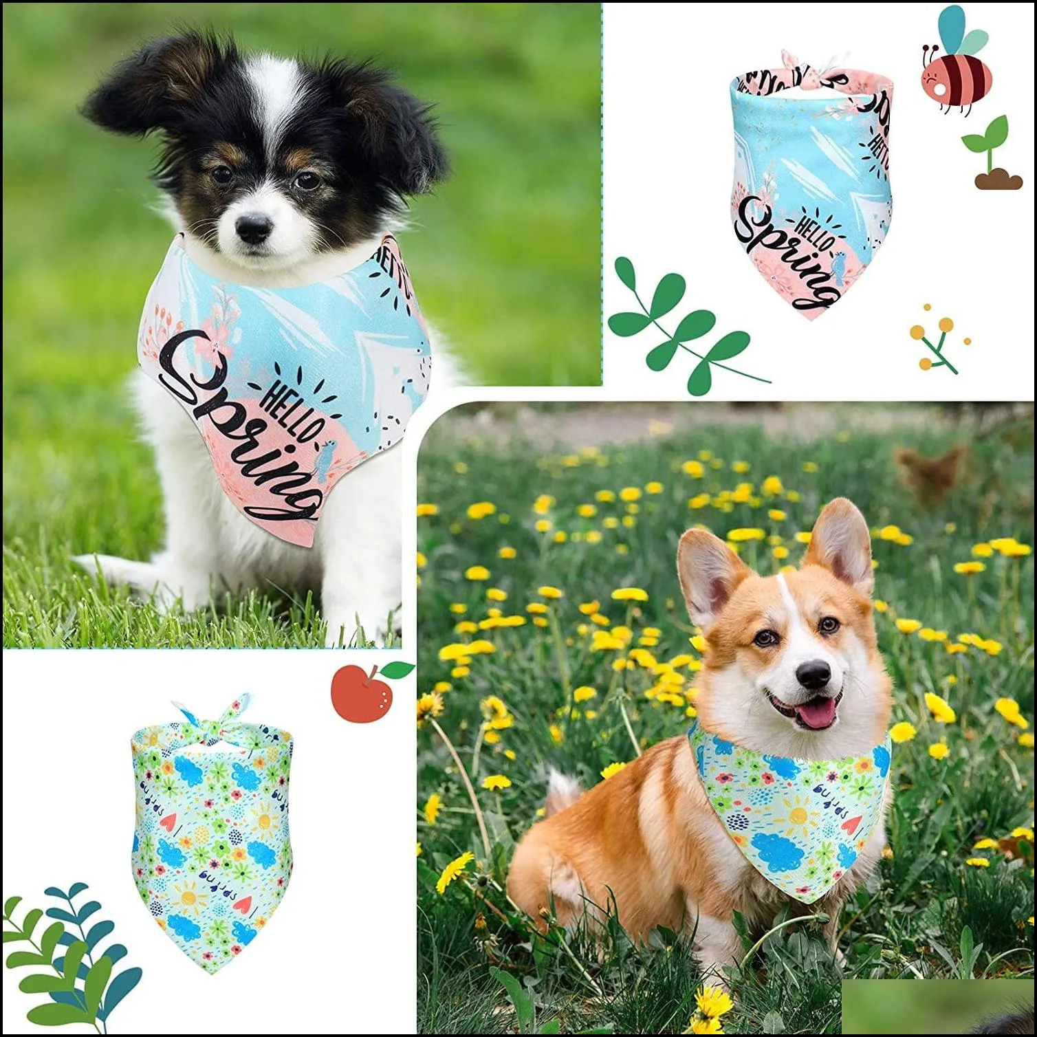 20 pack floral dog bandana spring flower pet triangle bib scarf daisy rose pet bandana adjustable dog kerchief for dogs and cats