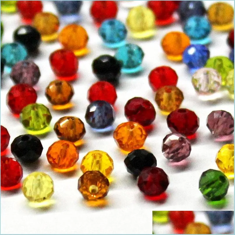 4mm 6mm czech spacer crystal glass beads for jewelry making faceted color clear diy beads loose wholesale