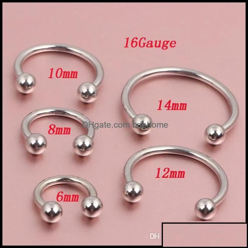 Nose Rings Studs Body Jewelry Black Sier Cone Horseshoe Bar Piercing Hoop Ring 100Pcs/Lot Eyebrow Lip Labret Jewelry255G Drop Delivery