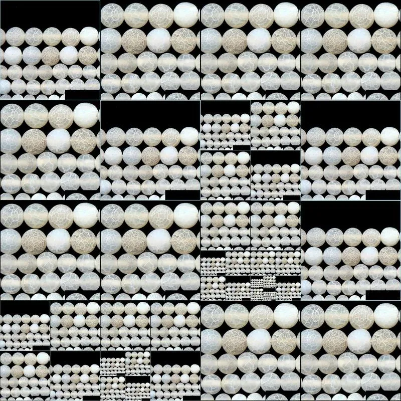 8mm natural stone frost crab white agates round loose beads 4 6 8 10 12mm pick size for jewelry making