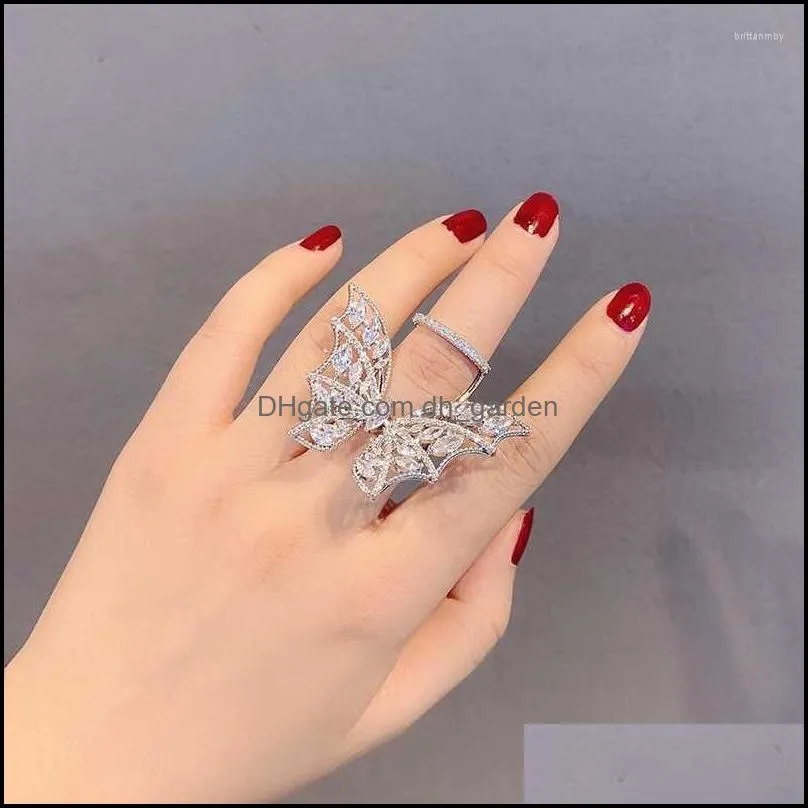 cluster rings european american style personality 925silver jewelry hyperbole butterfly opening ring delicate costume party accessoire