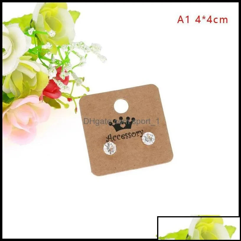 price tags packaging jewelry4x4cm kraft paper mtimotif earring with hold hanging earrings ear stud jewelry display card wholesale can
