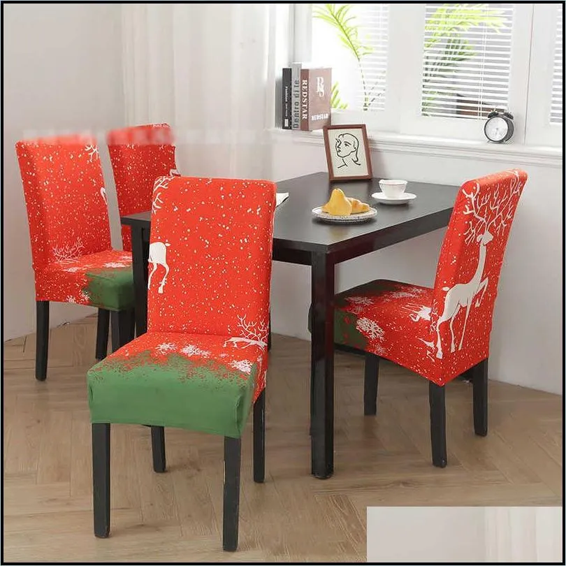 christmas polyester stretch allinclusive chair cover with high backrest dirtresistant dustproof removable home hotel decoration