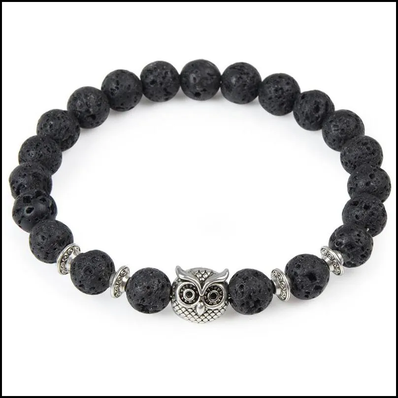 leopard tiger eye  head bracelet owl buddha beads bracelets bangles charm natural stone bracelet yoga jewelry men women