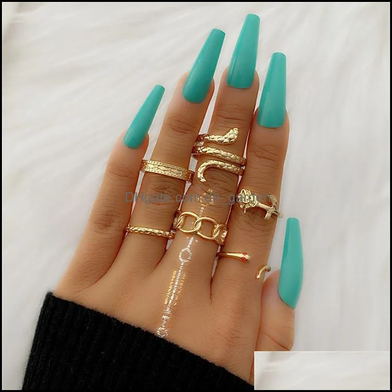 cluster rings boho gold color cross wave leaf set for women fashion square resin geometric finger 2022 female jewelry party giftcluster