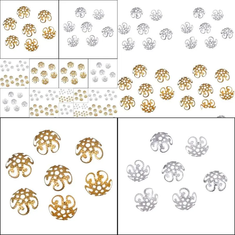 100 pcs/200 pcs/lot 2015 high quality pesca diy hollow flower metal charms bead caps for jewelry making 10m