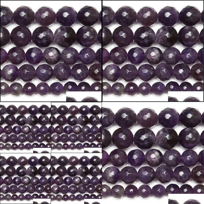 8mm natural stone faceted purple amethysts quartz loose beads 15 strand 4 6 8 10 mm for jewelry making natural stone bracelet