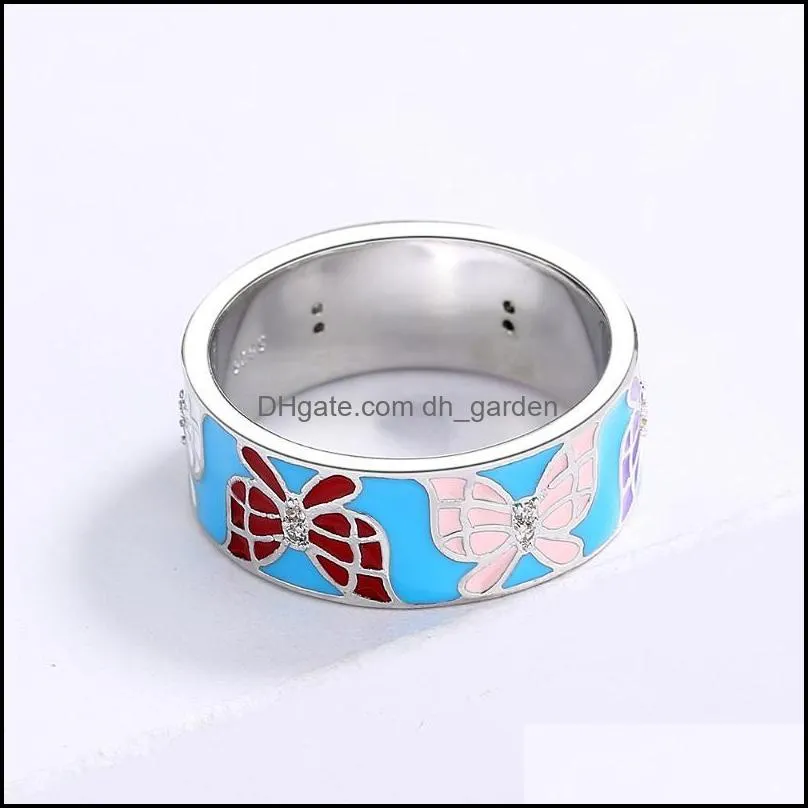 cluster rings ring for ladies fashion butterfly shape handmade enamel jewelry wedding bride engagement ringcluster brit22