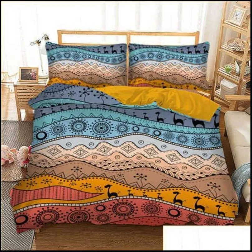 bedding sets african set happy people duvet cover twin full queen king size home textiles yellow bedclothes 3pcs drop 220923