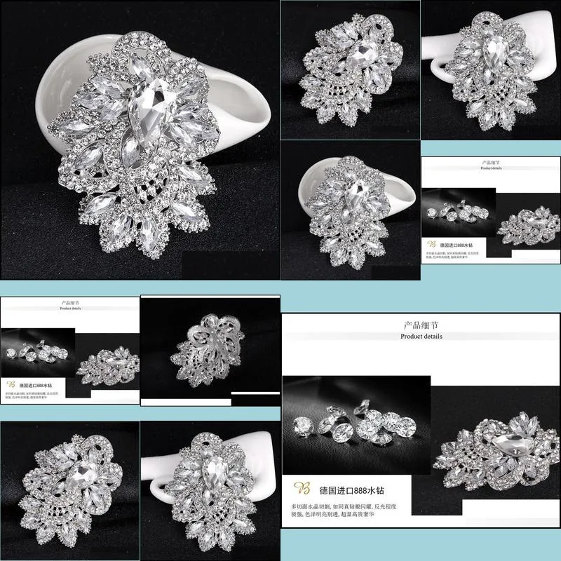 vintage retro style big crystal diamante bejeweled brooches for women dress scarf brooch pins jewelry accessories gift ae070