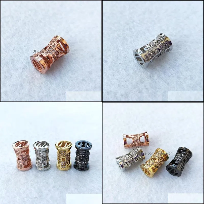 cz zircon big hole hollow circular column tube beads connector for diy bracelet necklace charms jewelry accessories ct504