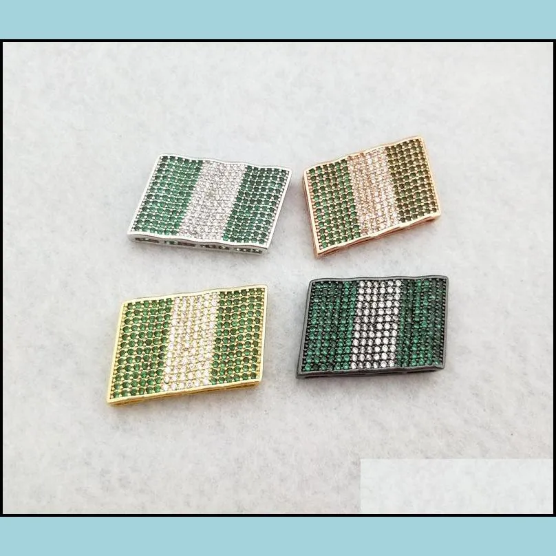 world flag micro pave crystal cubic zirconia pendants charms jewelry finding nigeria flag necklace for woman nk340