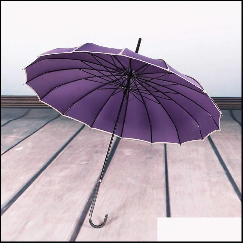 the umbrella edging pagoda 16k long handle straight umbrella bridal wedding outdoor parasol rain and sun dualpurpose l220922