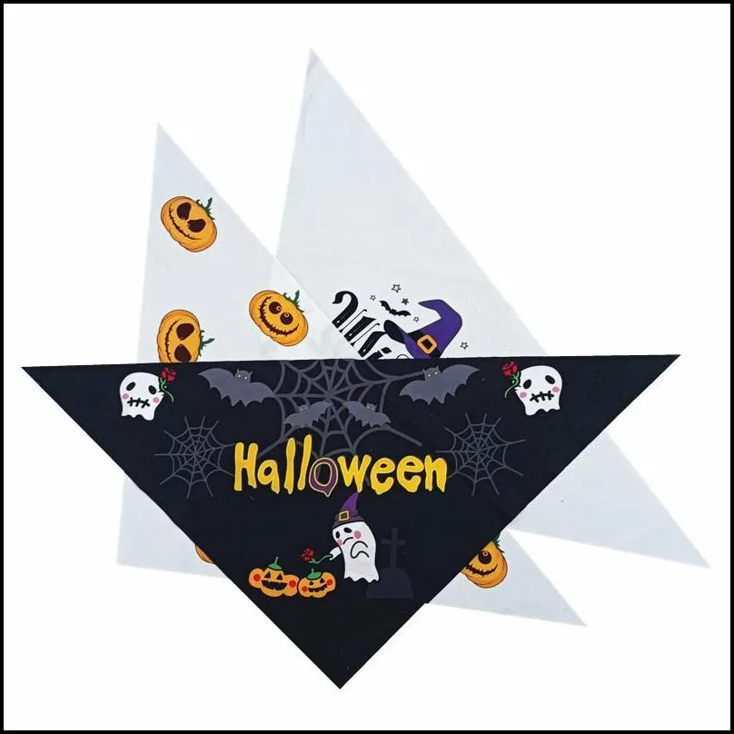 3 pack halloween dog bandanas pumpkin ghost dog triangle scarf bibs pet triangle kerchiefs for small medium dogs pets cats