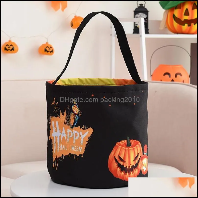 new halloween basket party supplies glowing pumpkin bag childrens portable candy bag ghost festival tote bucket decoration props