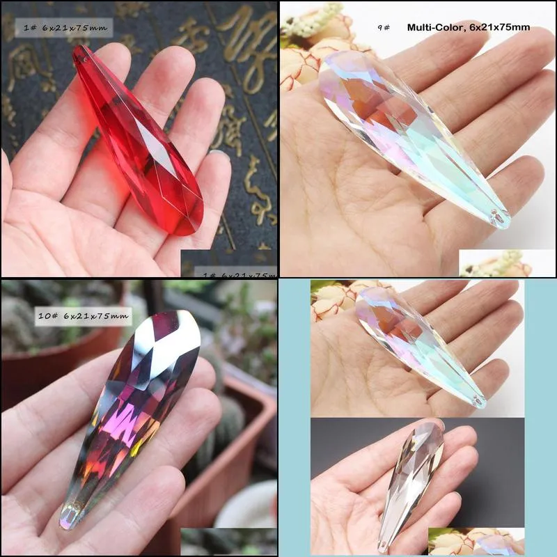 2pcs many color faceted glass crystal big waterdrop loose beads for diy jewelry making pendant necklace