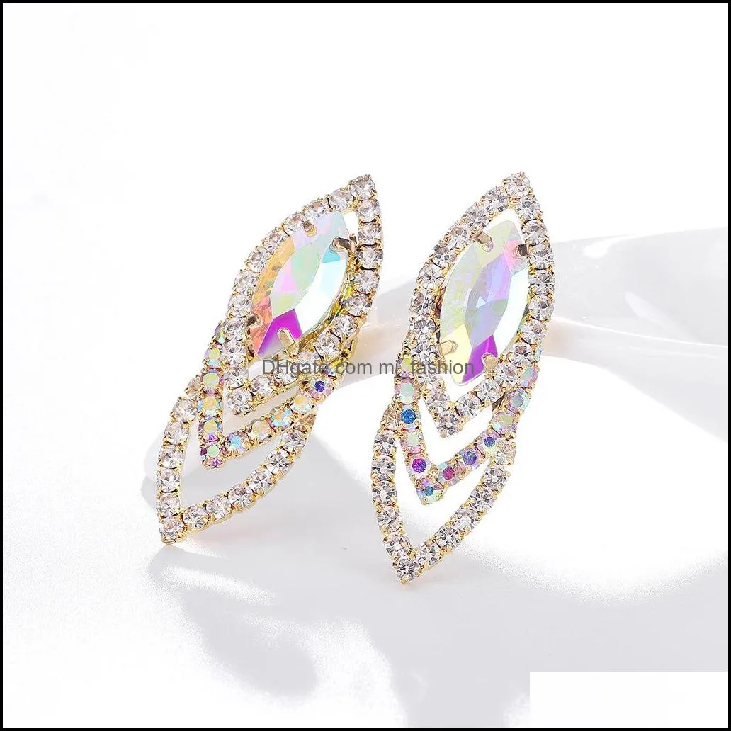 luxury champagne crystal earring gold color jewelry fashion female bridal wedding long drop earrings accessories