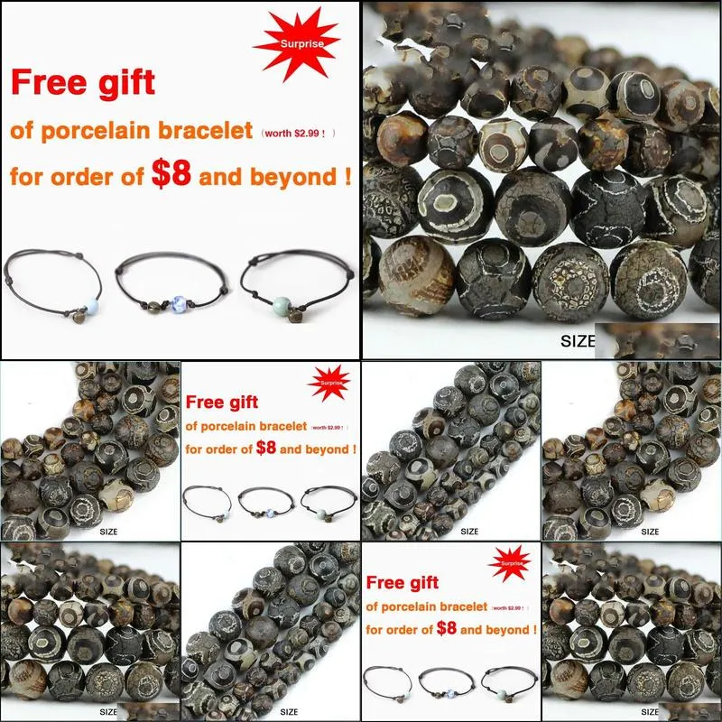 8mm tibetan dzi eyes beads natural brown stone religion 8/10/12mm round loose beads for jewelry making bracelet diy