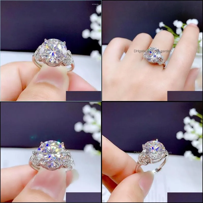 cluster rings 5ct moissanite 925 silver fashion design strong fire color diamond high hardnesscluster brit22