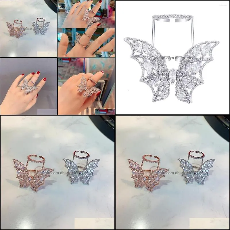 cluster rings european american style personality 925silver jewelry hyperbole butterfly opening ring delicate costume party accessoire