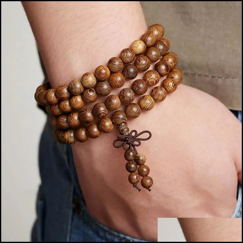 108 x0 8cm prayer beads tibetan buddhist mala buddha bracelet rosary wooden bangle jewelry