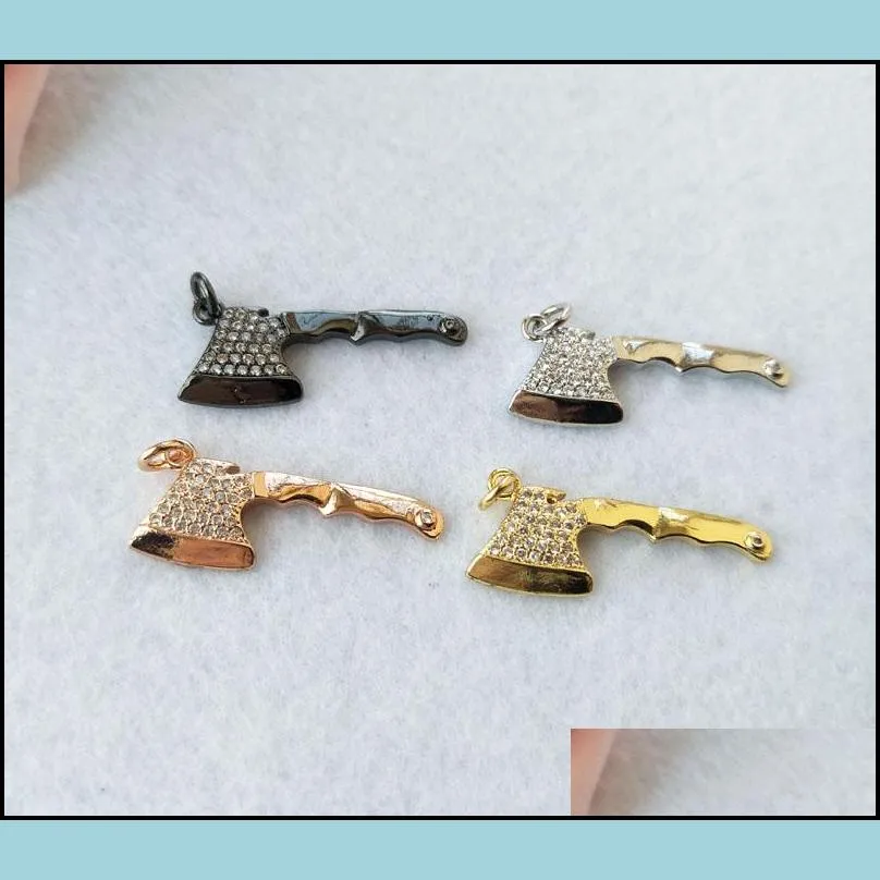 10pcs tiny cz crystal axe charm cz zircon stone micro pave pendant jewelry finding diy necklace making pd745