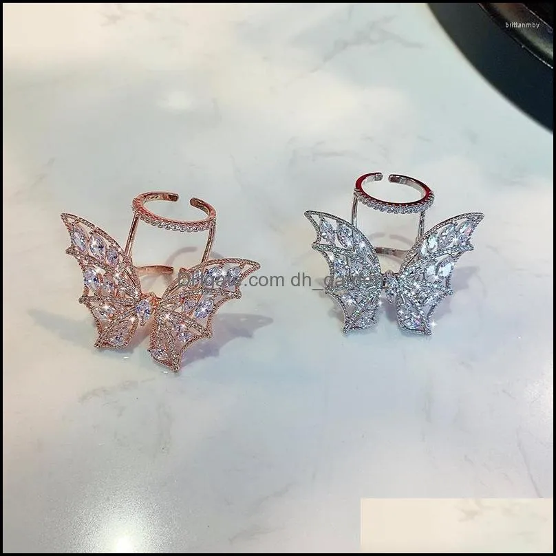 cluster rings european american style personality 925silver jewelry hyperbole butterfly opening ring delicate costume party accessoire