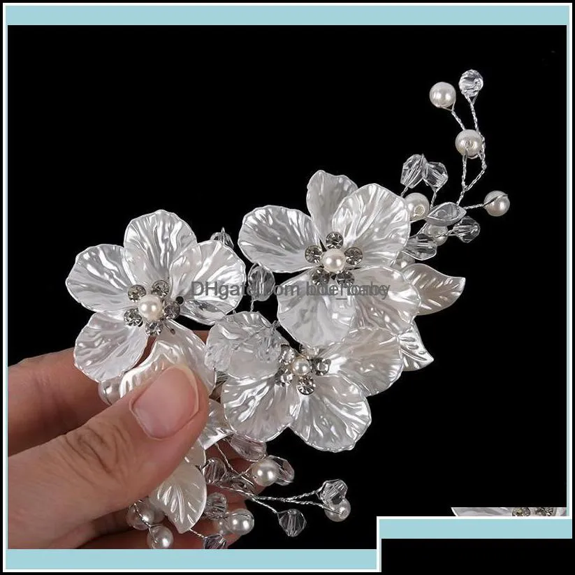 Headbands Jewelrybridal Crystal Pearl Flower Clip Floral Style Barrette Bride Jewelry Bridesmaid Wedding Hair Aessories Drop Delivery 2021
