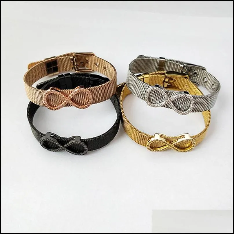 stainless inspired jewelry bangle infinity charm beads watch belt cz micro pave arabic numerals 8 charm bracelet bg221
