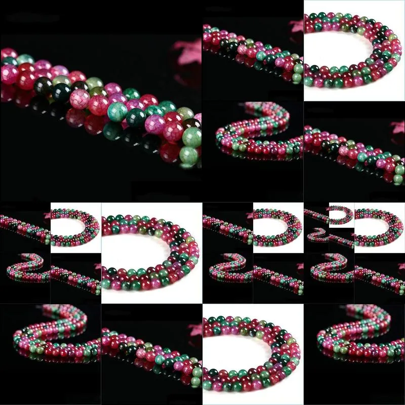 8mm high quality natural stone tourmaline beads round loose beads 4mm 6mm 8mm 10mm 12mm for diy necklace bracelet jewelry making