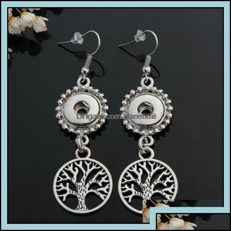 Charm Tree Of Life Metal 12Mm Snap Button Charms Earrings Jewelry For Women Girl Drop Delivery 2021 Queen66 Dhye7