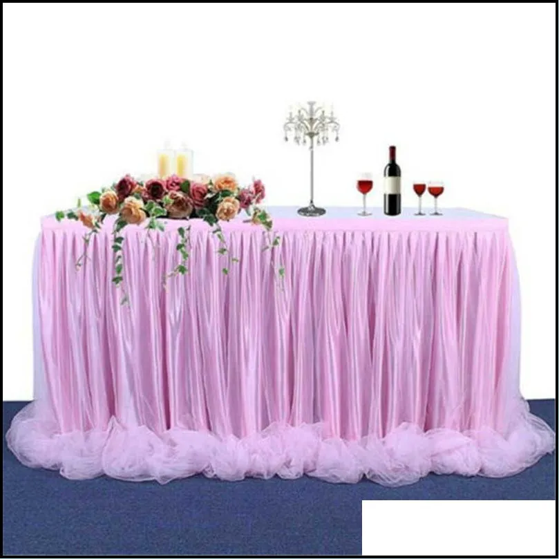 183 x77 cm wedding party tutu tulle table skirt cover tableware cloth baby shower home decor skirting birthday