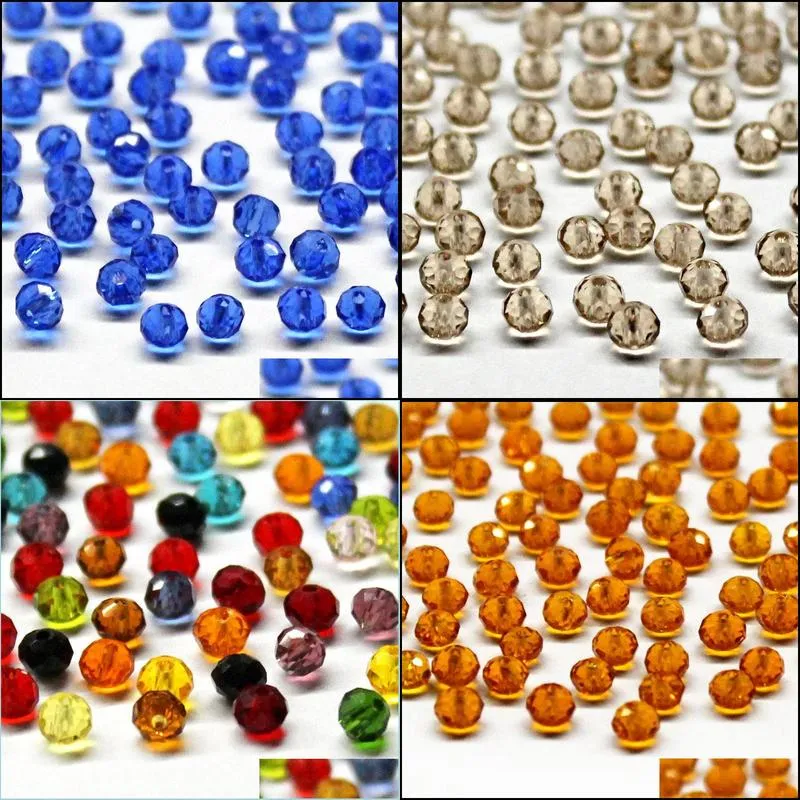 4mm 6mm czech spacer crystal glass beads for jewelry making faceted color clear diy beads loose wholesale